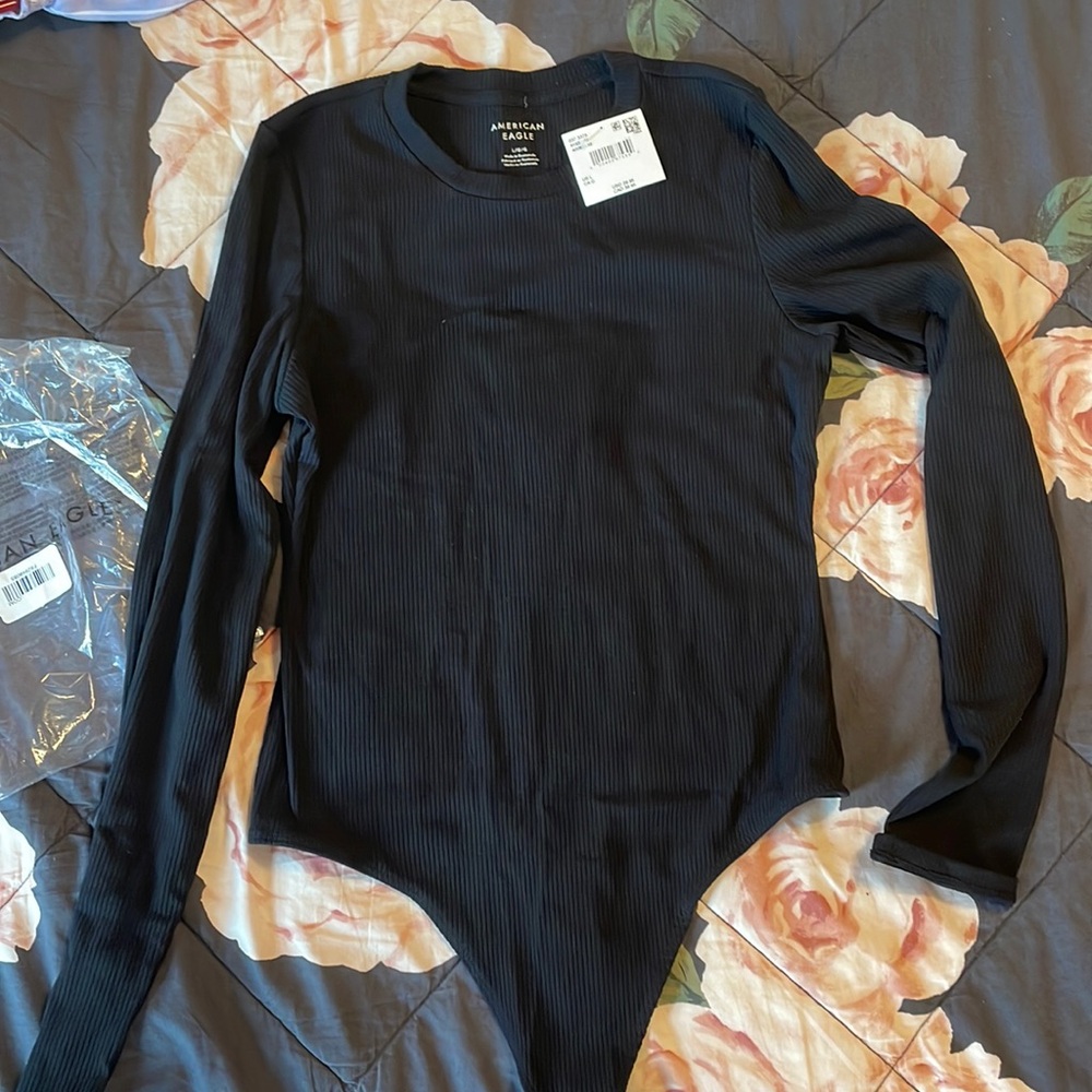 American eagle ribbed black bodysuit size large